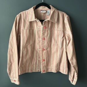 💕 NWT LESLIE FAY SPORT Women's Jacket medium Pink White Purple Stripes new